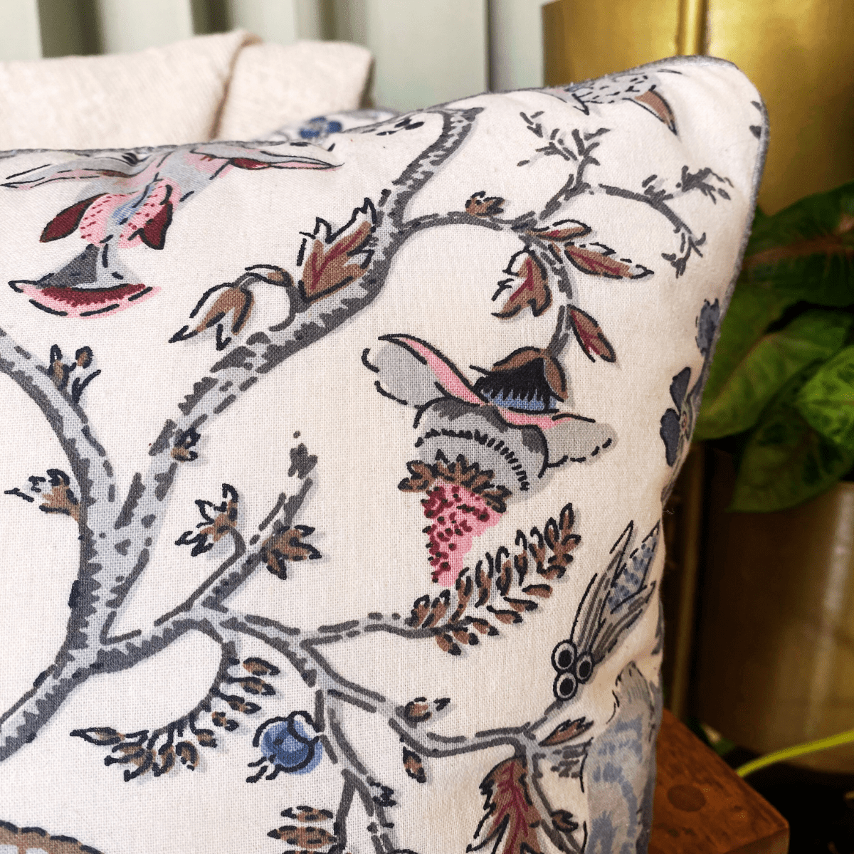 Silver Stone Cushion Cover, 16" x 16", Pack of 2 - Coral Slub -